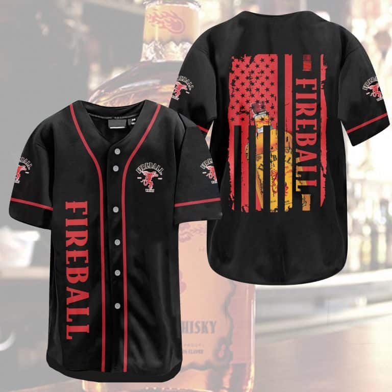 Fireball Baseball Jersey US Flag Gift For Sporty Lovers