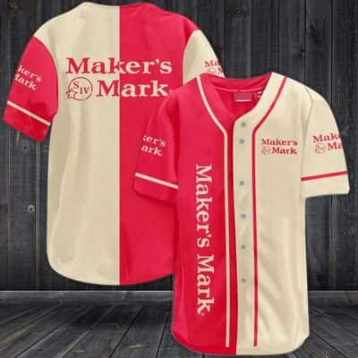 Red And Beige Maker's Mark Baseball Jersey Split Gift For Whiskey Fans