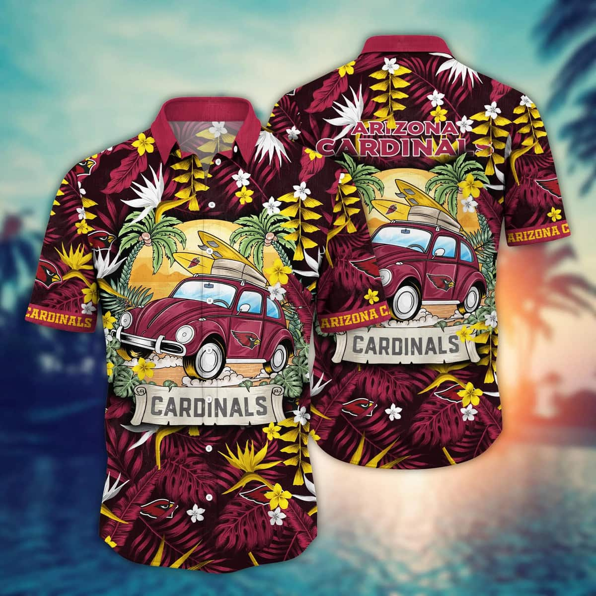 NFL Arizona Cardinals Hawaiian Shirt Vintage Aloha Sunset Gift For Great Dad