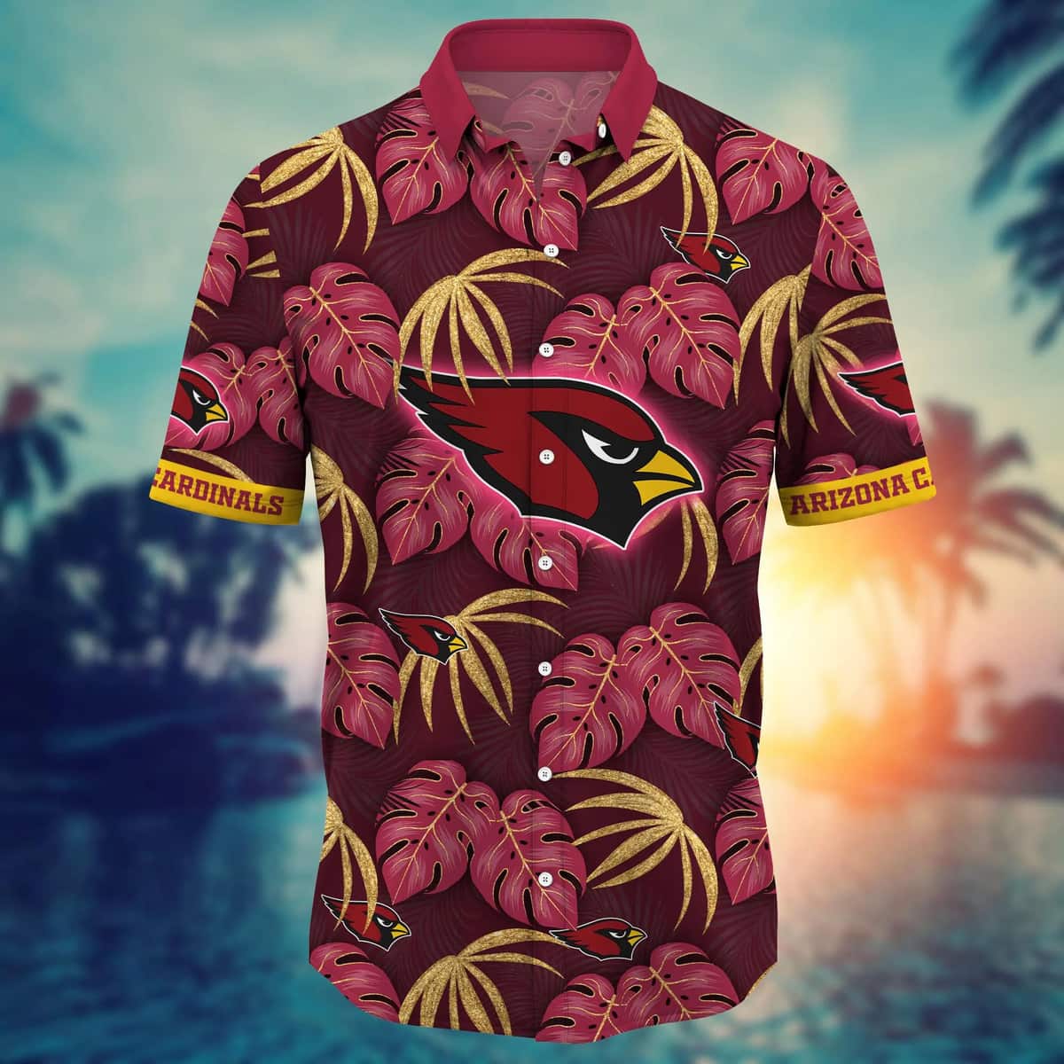 NFL Arizona Cardinals Hawaiian Shirt Aloha Palm Leaves Gift For Great Dad