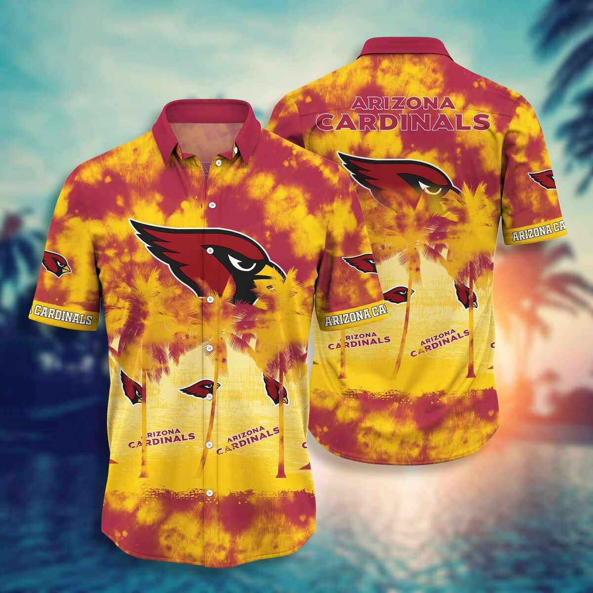 NFL Arizona Cardinals Hawaiian Shirt Yellow And Red Aloha Gift For Stepdad