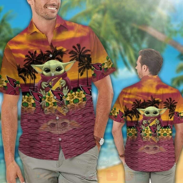 NFL Arizona Cardinals Hawaiian Shirt Baby Yoda Star Wars Gift For New Dad