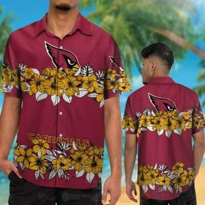 NFL Arizona Cardinals Hawaiian Shirt Hibiscus Flowers Gift For Grandpa From Grandson