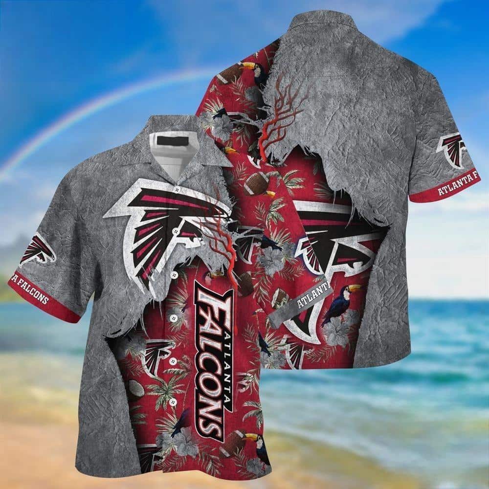 Gray Red Aloha NFL Atlanta Falcons Hawaiian Shirt Football Fans Gift