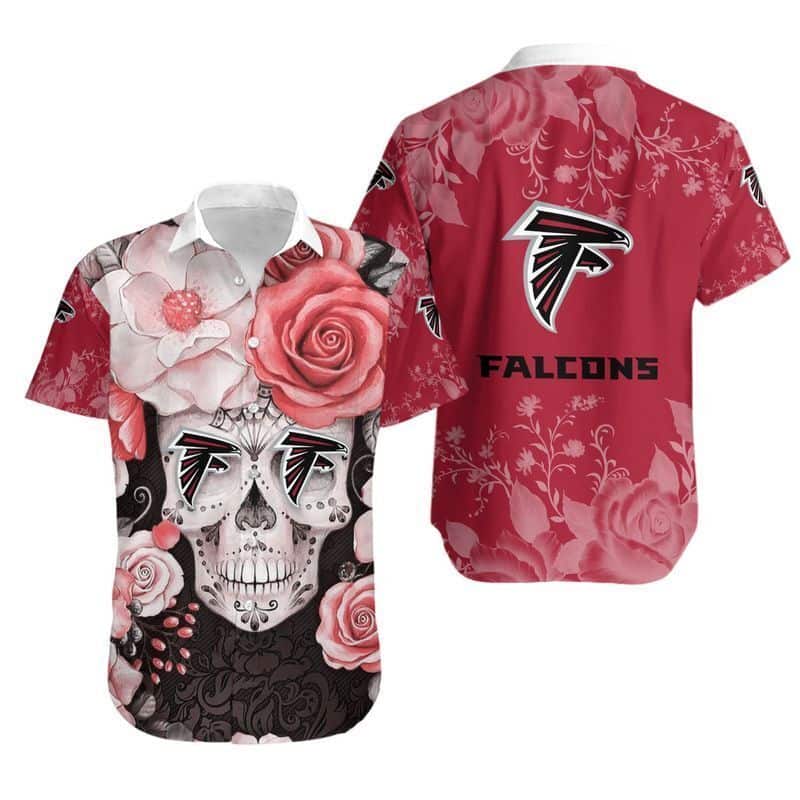 NFL Atlanta Falcons Hawaiian Shirt Rose Skull Cool Summer Lovers Gift