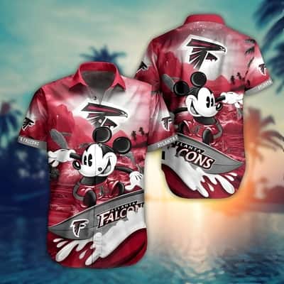 NFL Atlanta Falcons Hawaiian Shirt Mickey Mouse Surfing Beach Lovers Gift