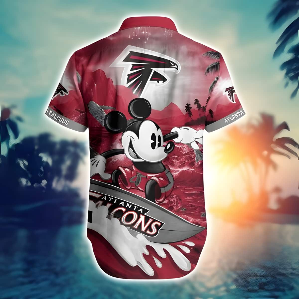 NFL Atlanta Falcons Hawaiian Shirt Mickey Mouse Surfing Beach Lovers Gift