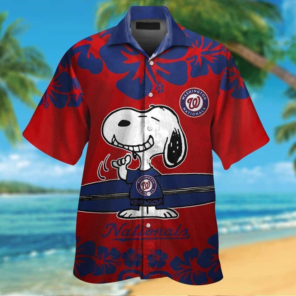 Nationals Hawaiian Shirt Snoopy Surfing Beach Washington Nationals