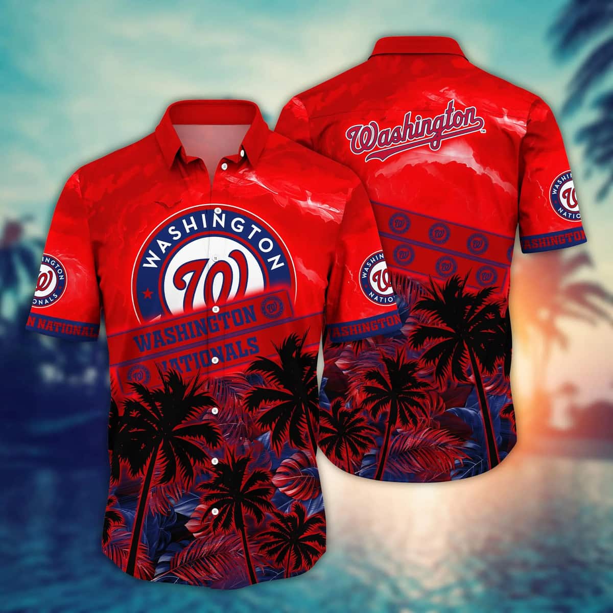 Vintage Aloha MLB Washington Nationals Hawaiian Shirt Tropical Palm Trees Gift For Best Friends