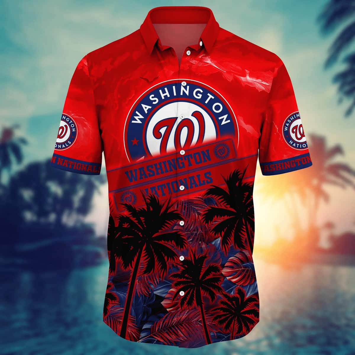 Vintage Aloha MLB Washington Nationals Hawaiian Shirt Tropical Palm Trees Gift For Best Friends