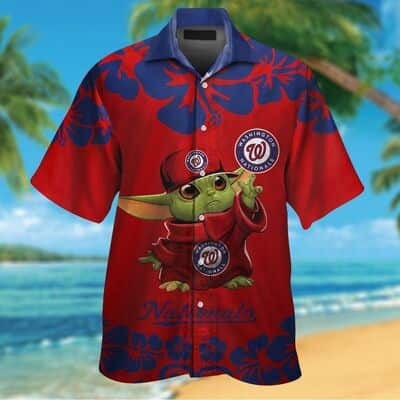 MLB Washington Nationals Hawaiian Shirt Baby Yoda Star Wars Loves Funny Gift For Beach Trip