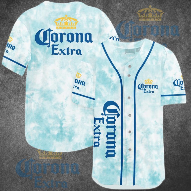 Corona Extra Baseball Jersey Soft Blue Splash Gift For Sporty Friends