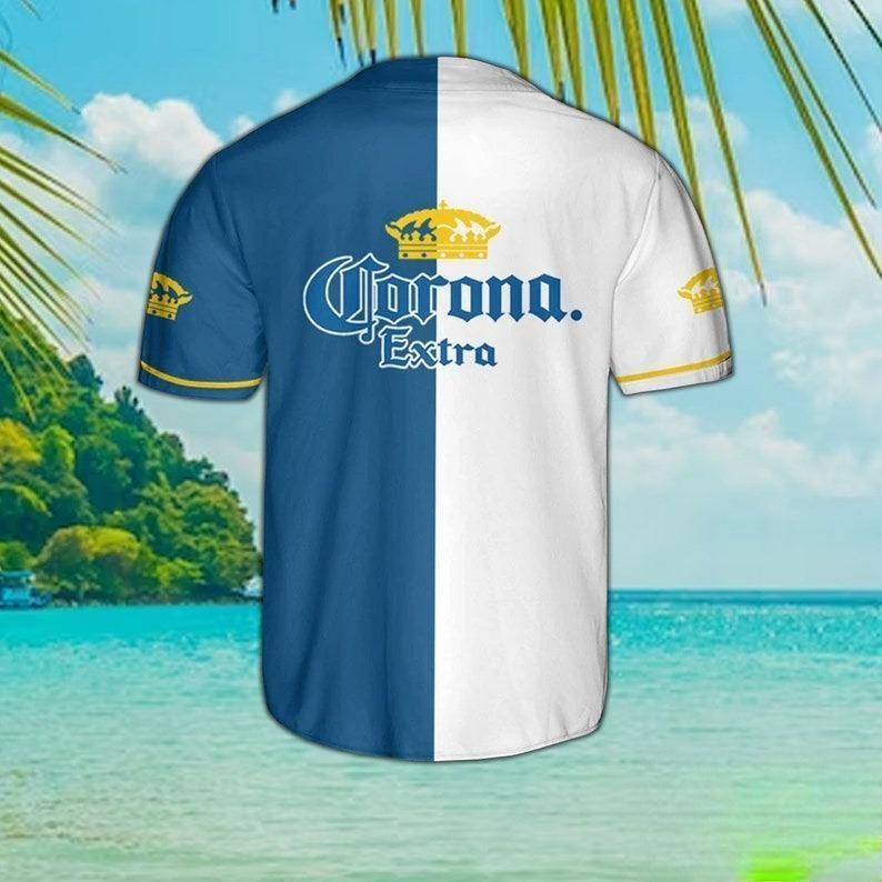 White And Navy Corona Extra Baseball Jersey Best Gift For Sports Lovers