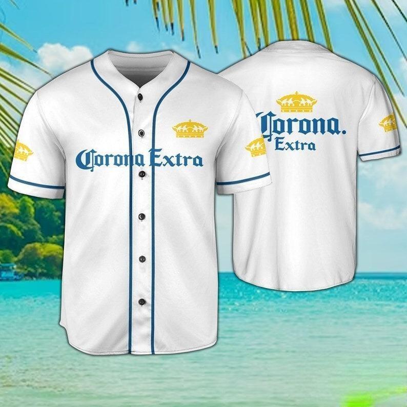 White Corona Extra Baseball Jersey Best Gift For Baseball Lovers