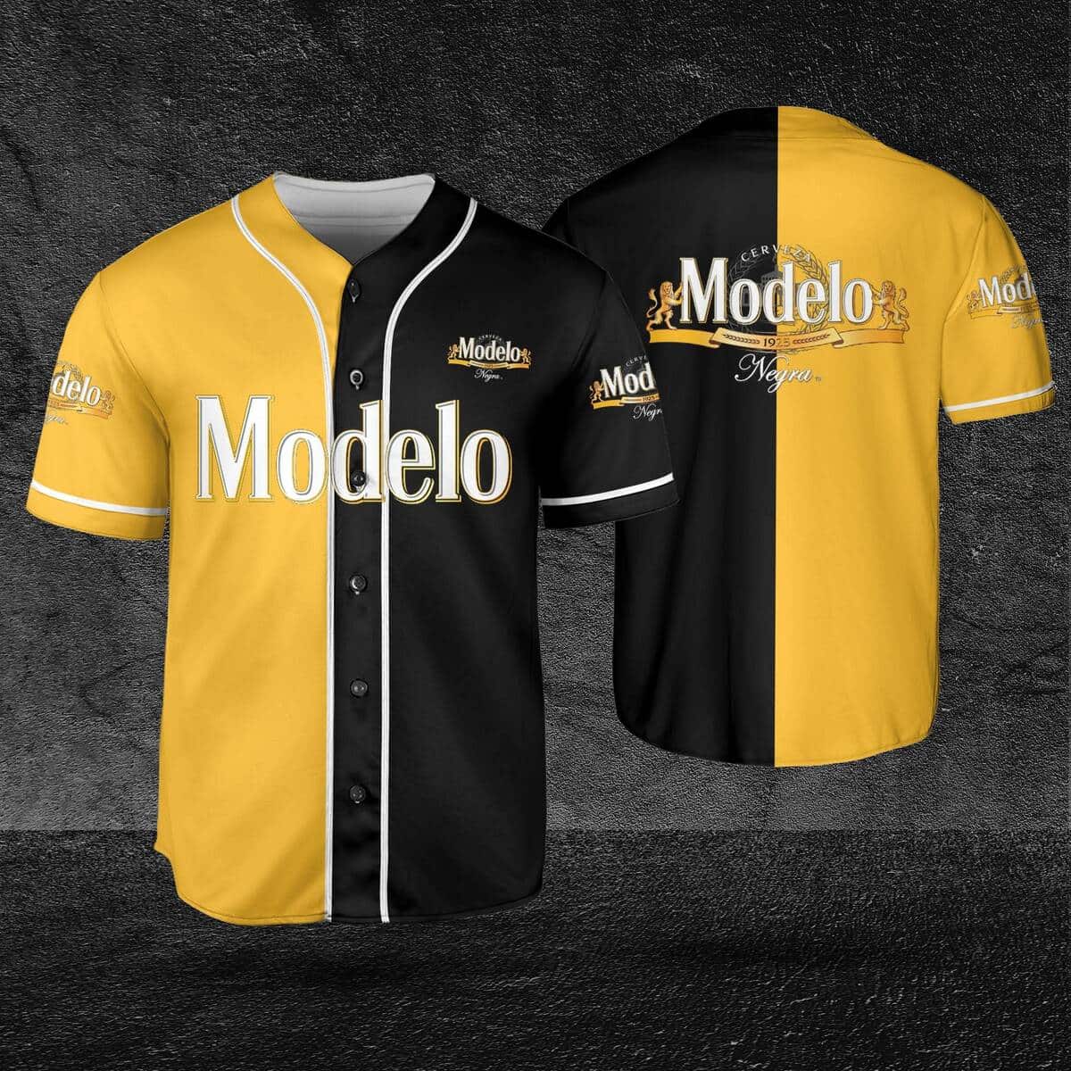 Yellow And Black Split Negra Modelo Baseball Jersey Gift For Beer Lovers