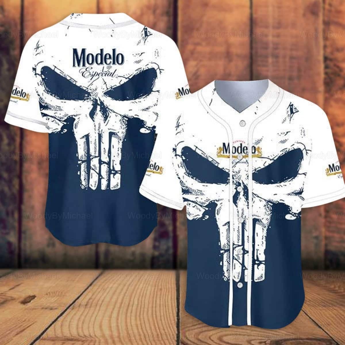 White Skull With Especial Modelo Baseball Jersey Gift For Beer Lovers