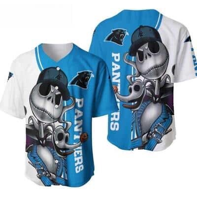 NFL Carolina Panthers Baseball Jersey Jack Skellington And Zero Cool Gift For Sports Lovers