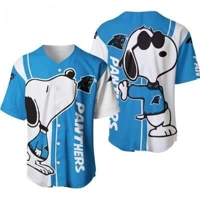 Snoopy Loves Carolina Panthers Baseball Jersey Gift For NFL Fans