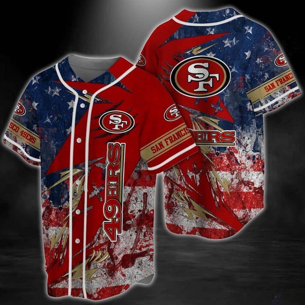 NFL San Francisco 49ers Baseball Jersey US Flag Gift For Sports Friends