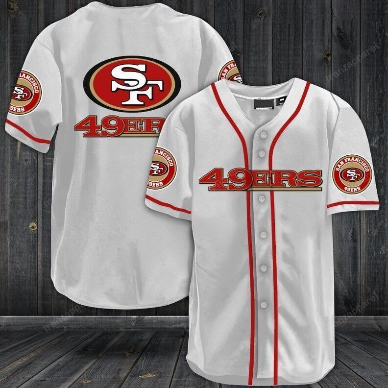 Classic White San Francisco 49ers Baseball Jersey Logo Team Gift For NFL Fans