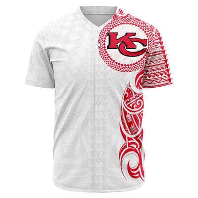 Polynesian White Kansas City Chiefs Baseball Jersey Gift For NFL Fans