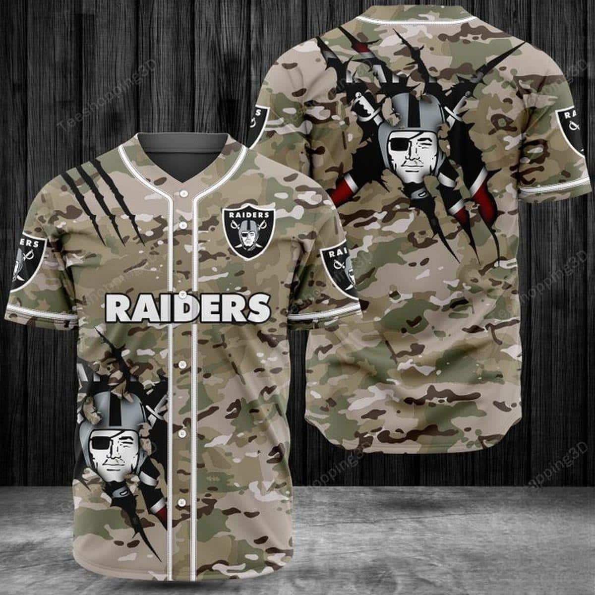 Camouflage Las Vegas Raiders Baseball Jersey Gift For NFL Fans