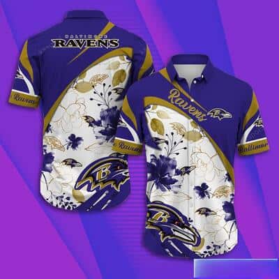 NFL Baltimore Ravens Hawaiian Shirt Aloha Blossom Gift For Dad From Daughter