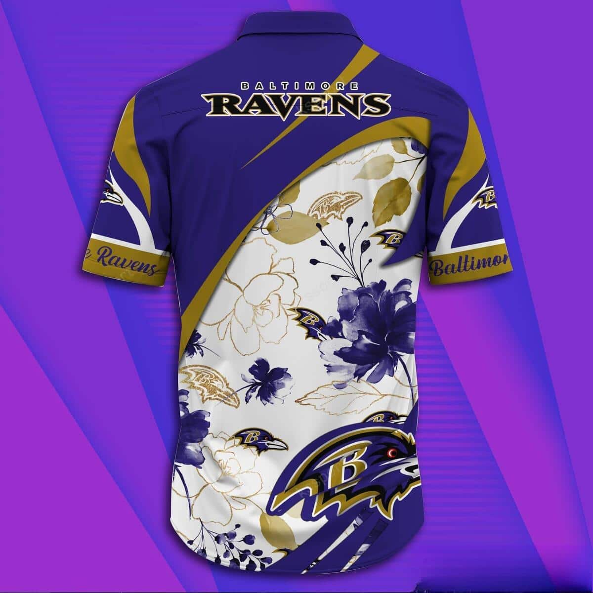 NFL Baltimore Ravens Hawaiian Shirt Aloha Blossom Gift For Dad From Daughter