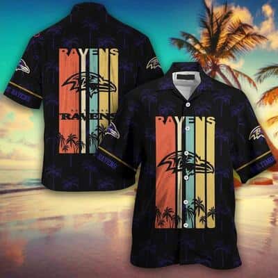 Vintage NFL Baltimore Ravens Hawaiian Shirt Colorful Team Name Gift For Dad From Daughter