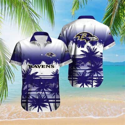 Vintage NFL Baltimore Ravens Hawaiian Shirt Aloha Palm Forest Gift For New Dad