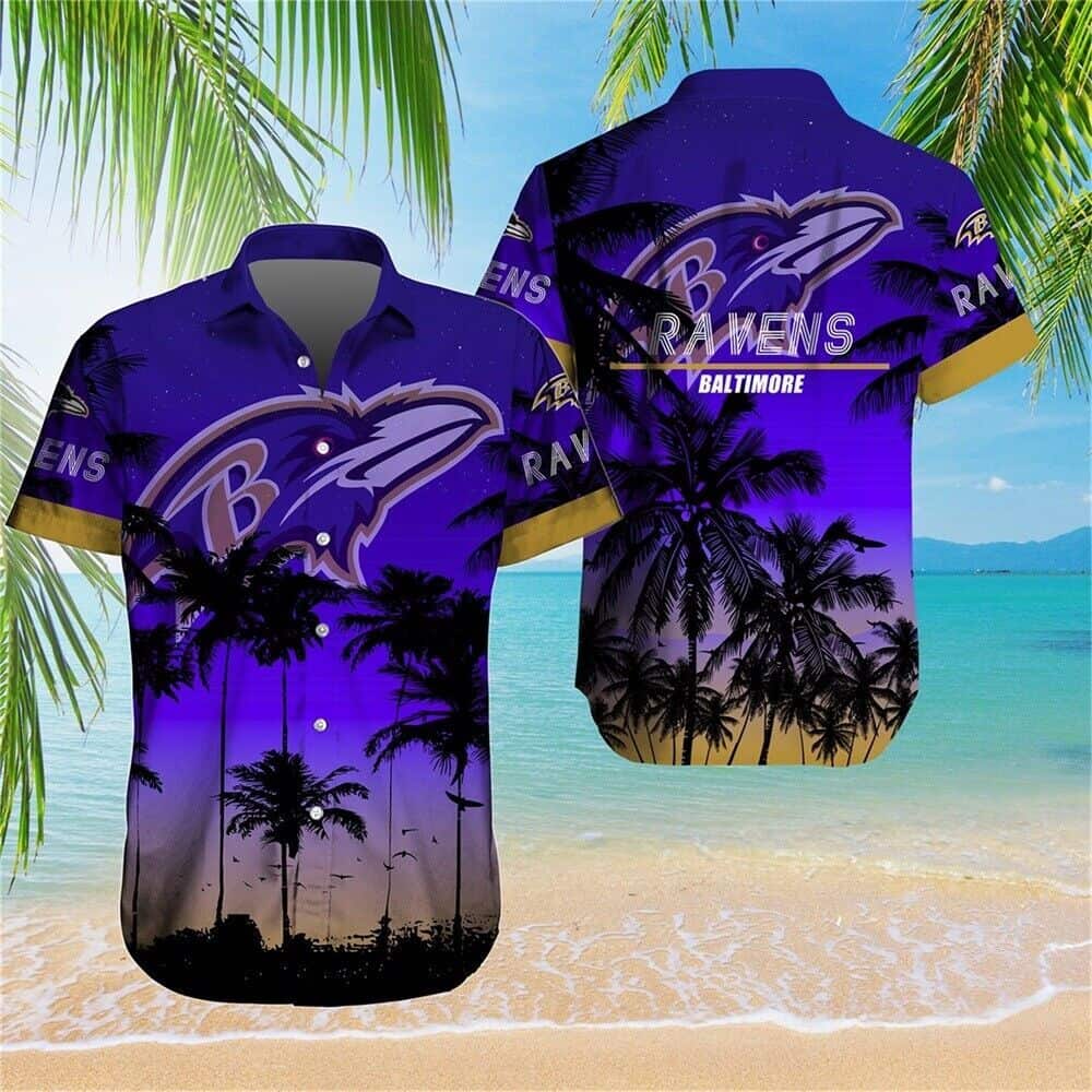 Vintage NFL Baltimore Ravens Hawaiian Shirt Aloha Sunset Gift For Dad From Daughter