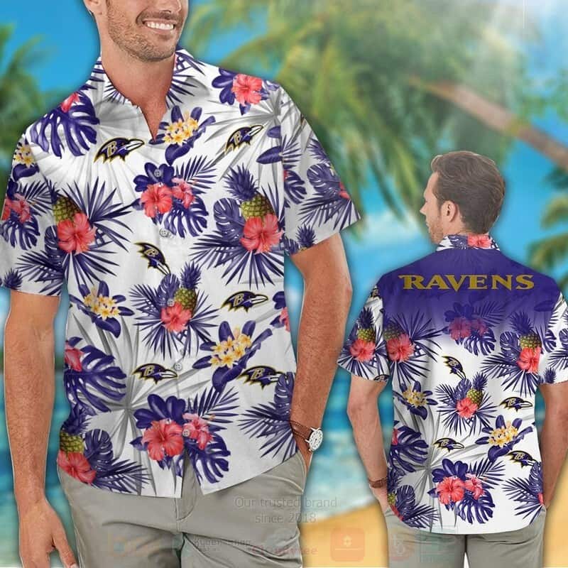NFL Baltimore Ravens Hawaiian Shirt Tropical Fruits Gift For Dad From Daughter