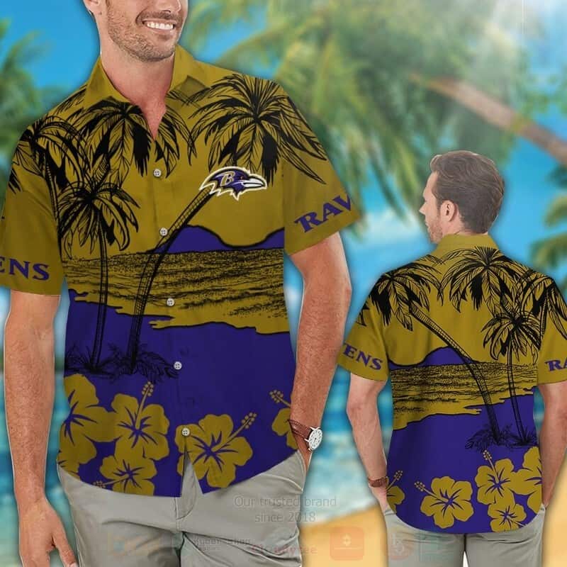 Vintage NFL Baltimore Ravens Hawaiian Shirt Aloha Beach Gift For Dad Who Wants Nothing