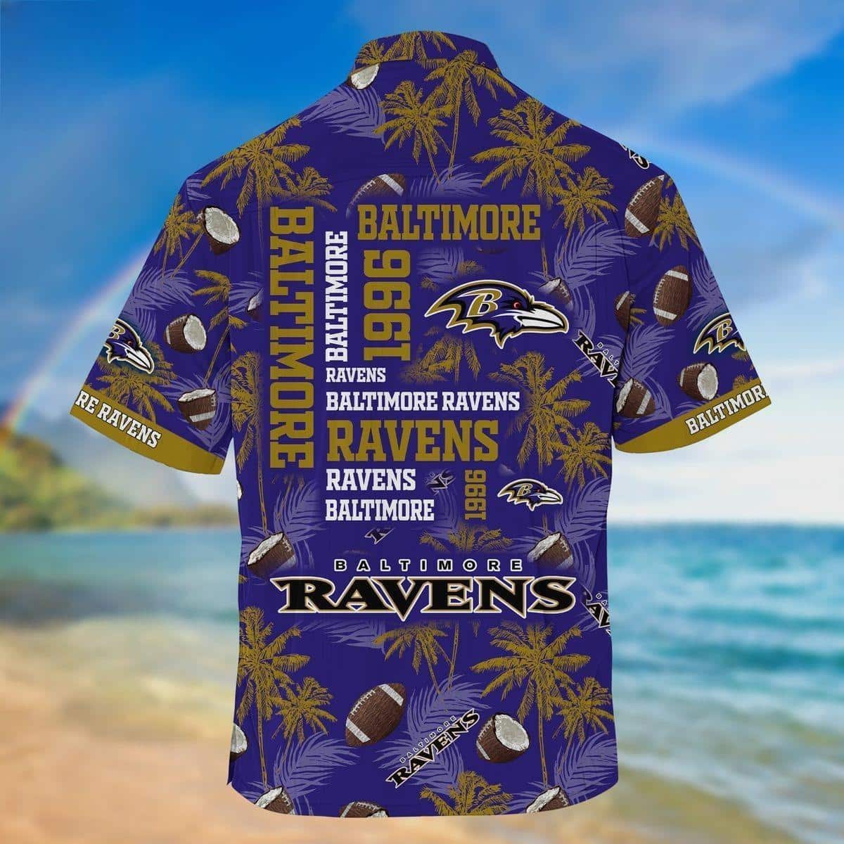 Vintage NFL Baltimore Ravens Hawaiian Shirt Aloha Tropical Summer Gift For New Grandpa