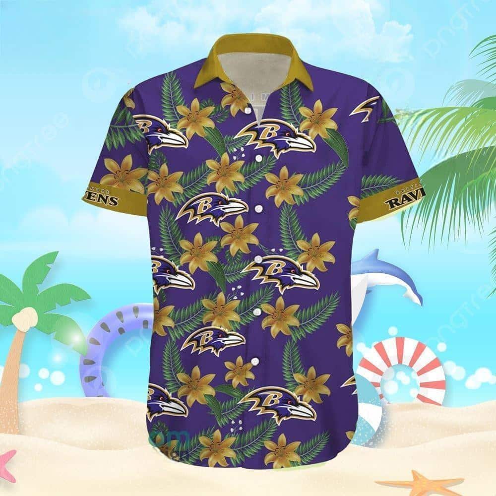 NFL Baltimore Ravens Hawaiian Shirt Aloha Floweret Gift For New Grandpa