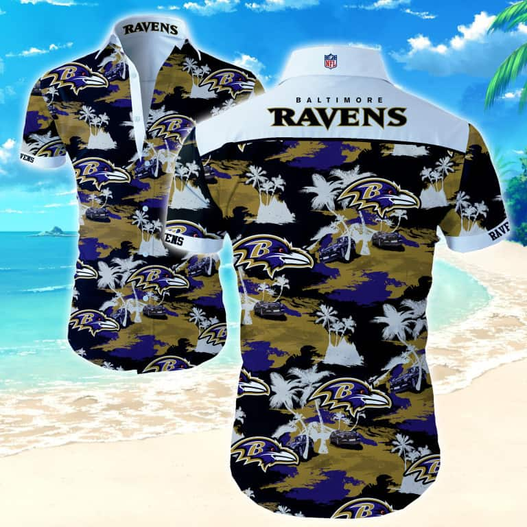 Nfl Baltimore Ravens Coconut Tree Purple Trendy Hawaiian Shirt V2 Aloha  Shirt - Trendy Aloha