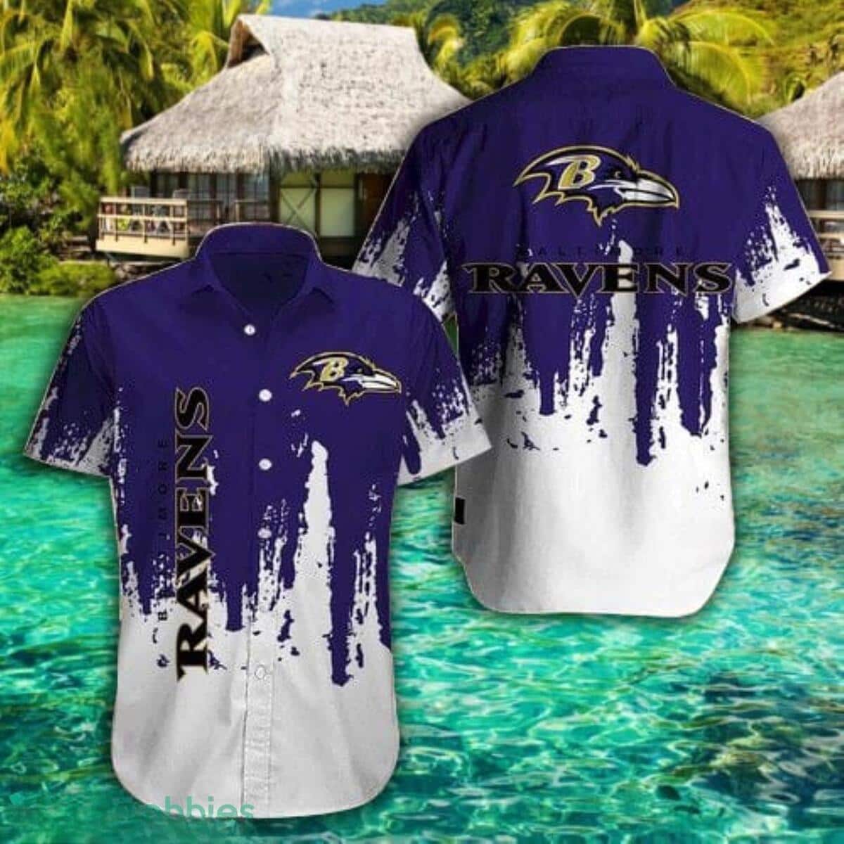 NFL Baltimore Ravens Hawaiian Shirt Purple And White Gift For Summer Lovers