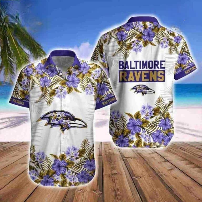 NFL Baltimore Ravens Hawaiian Shirt Floral Aloha Gift For New Grandpa