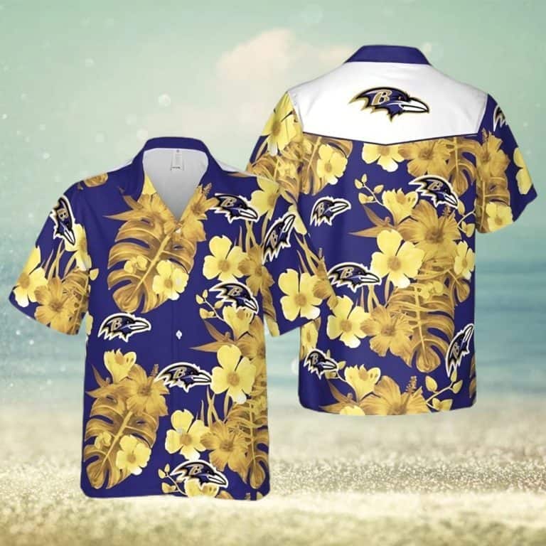 NFL Baltimore Ravens Hawaiian Shirt Tropical Leaves Trendy Gift For Boyfriend
