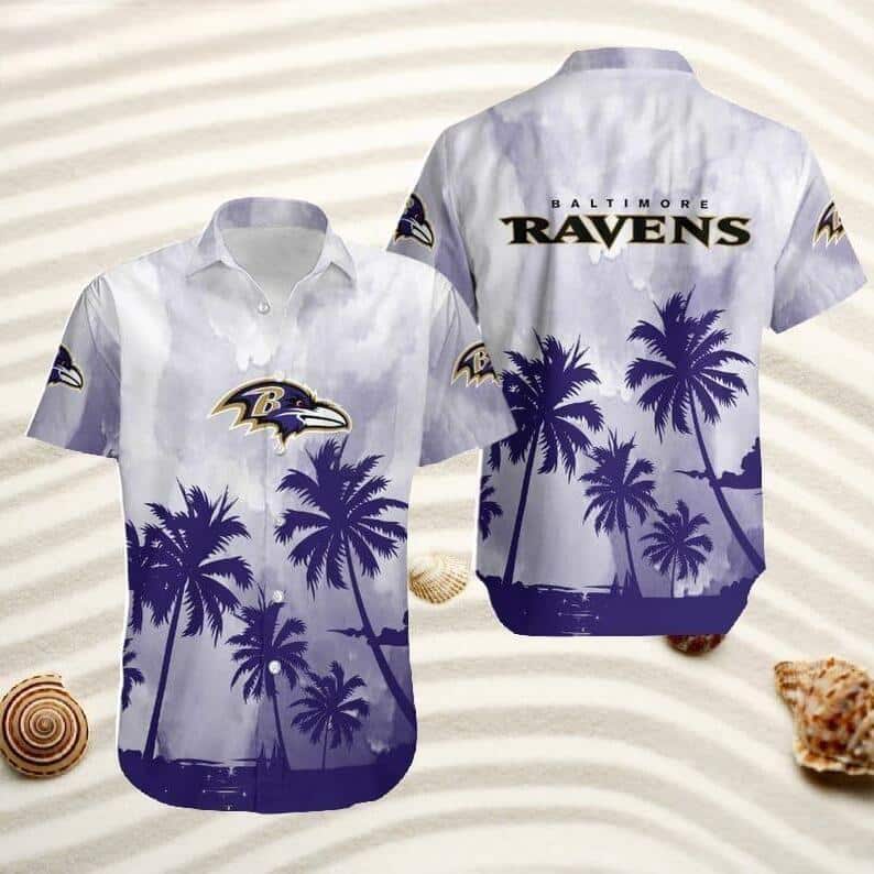 Vintage NFL Baltimore Ravens Hawaiian Shirt Palm Trees Gift For Boyfriend Birthday
