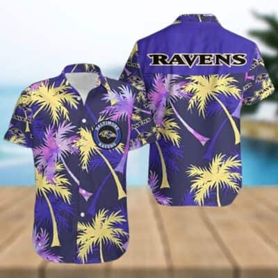 Cool NFL Baltimore Ravens Hawaiian Shirt Palm Trees Gift For New Grandpa