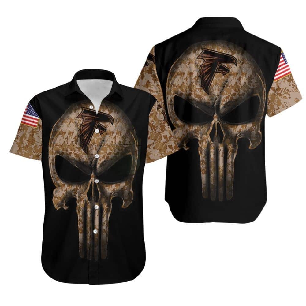 NFL Atlanta Falcons Hawaiian Shirt Camouflage Skull Unique Beach Gift