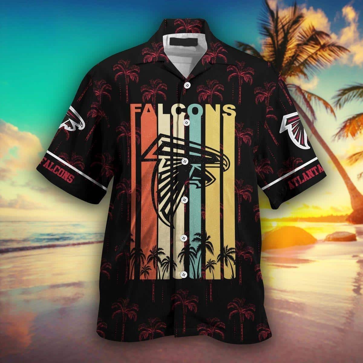 NFL Atlanta Falcons Hawaiian Shirt Dark Palm Trees Beach Lovers Gift