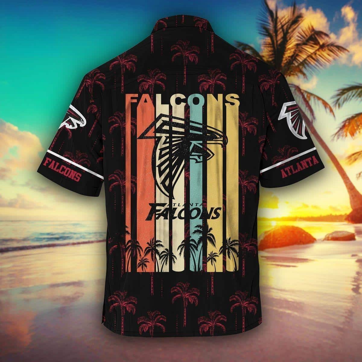 NFL Atlanta Falcons Hawaiian Shirt Dark Palm Trees Beach Lovers Gift