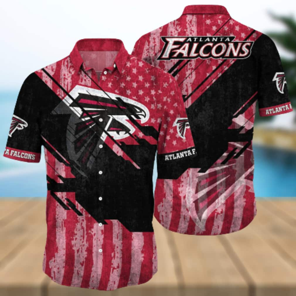 Atlanta Falcons NFL Graphic Us Flag Flower Hawaiian Shirt Summer