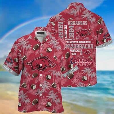 Vintage Aloha NCAA Arkansas Razorbacks Hawaiian Shirt Palm Trees Best Gift For Dad