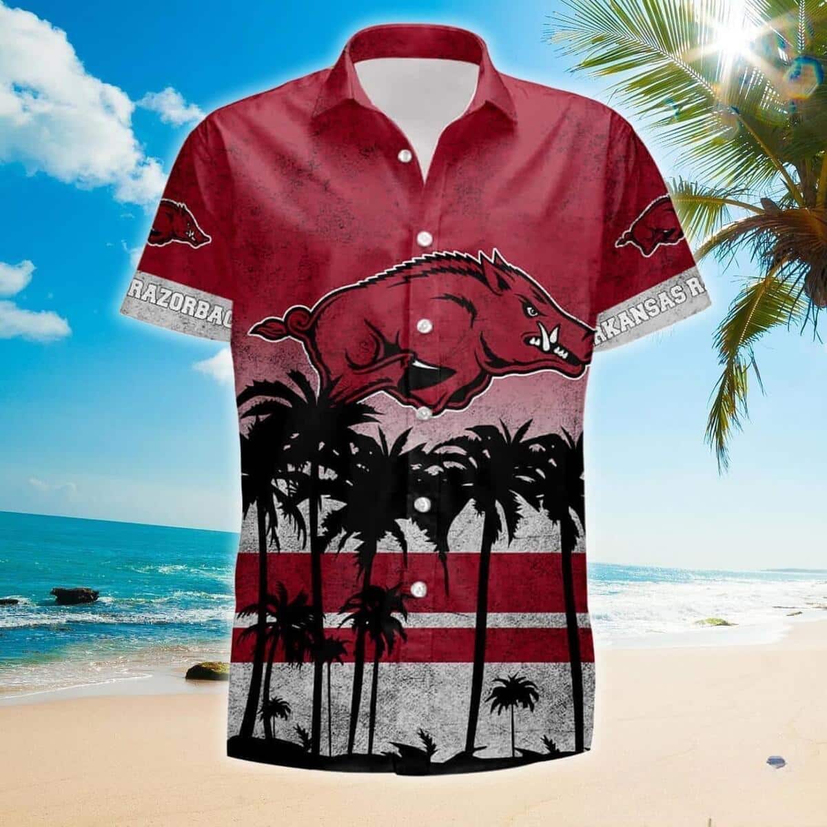 NCAA Arkansas Razorbacks Flower Button Up Hawaiian Shirt 3D Shirt