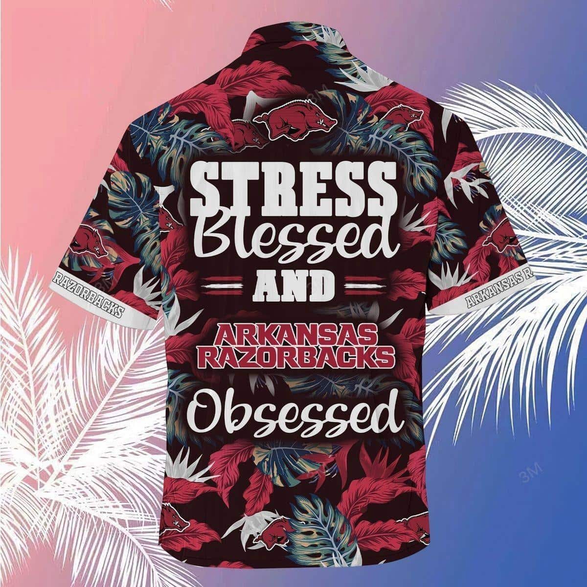 NCAA Arkansas Razorbacks Hawaiian Shirt Stress Blessed Obsessed Trendy Gift For Cool Dad
