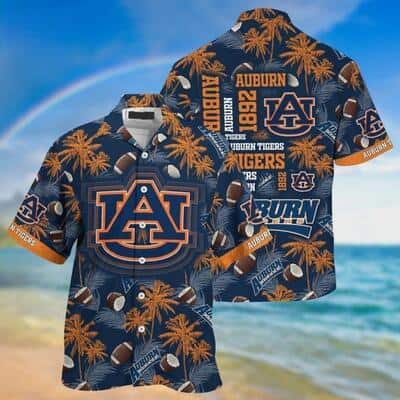 Retro NCAA Auburn Tigers Hawaiian Shirt Tropical Aloha Flora Gift For New Grandpa