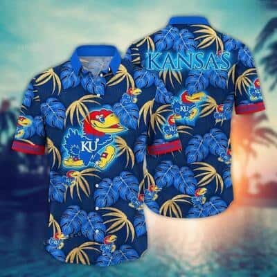 NCAA Kansas Jayhawks Hawaiian Shirt Tropical Leaves Gift Ideas For Summer